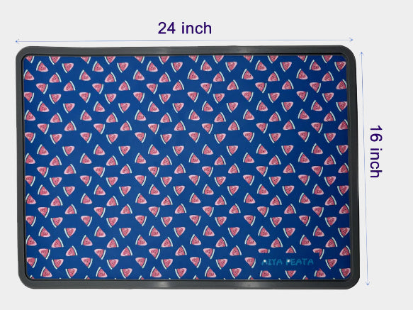 Watermelon Camo Pattern Silicone Pet Feeding Mat, Non-Slip Waterproof Puppy Food Water Placemat For Dogs And Cats