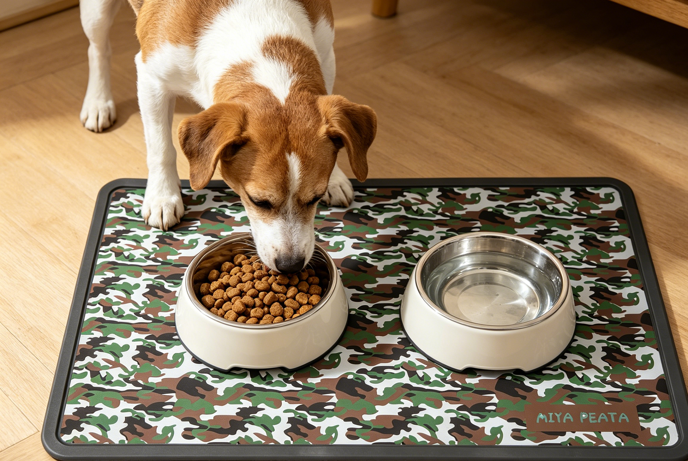Watermelon Camo Pattern Silicone Pet Feeding Mat, Non-Slip Waterproof Puppy Food Water Placemat For Dogs And Cats