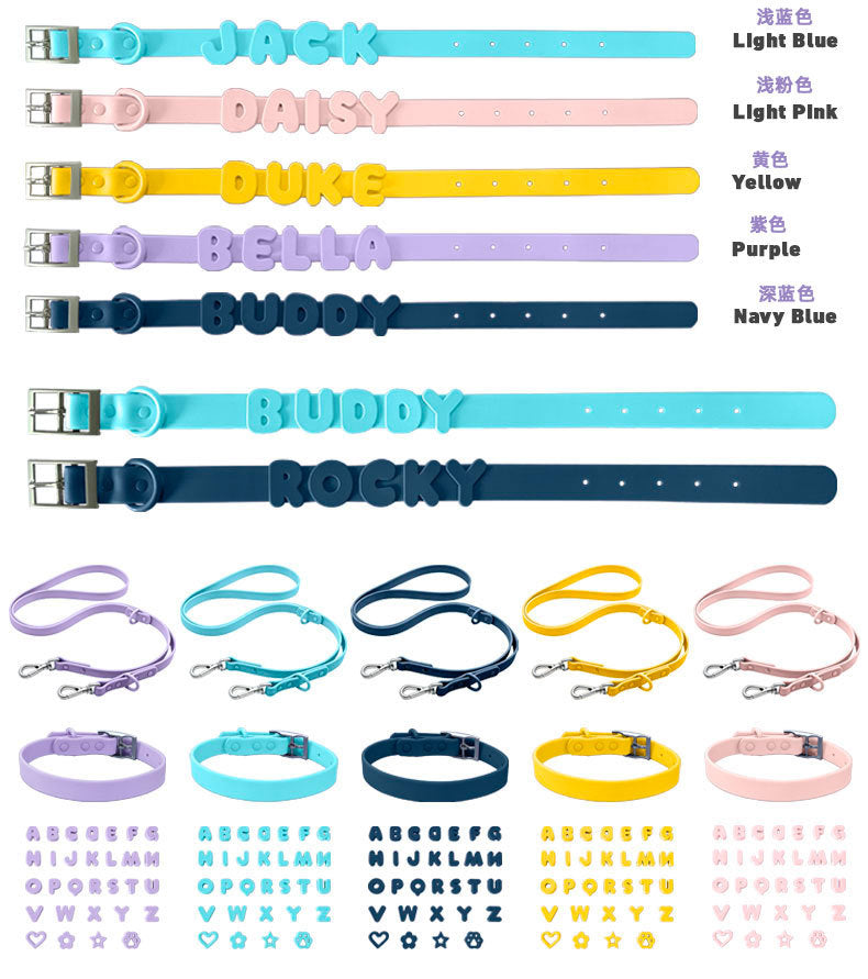 Non-toxic Waterproof Adjustable Dog Collar with Cute Silicone Letters