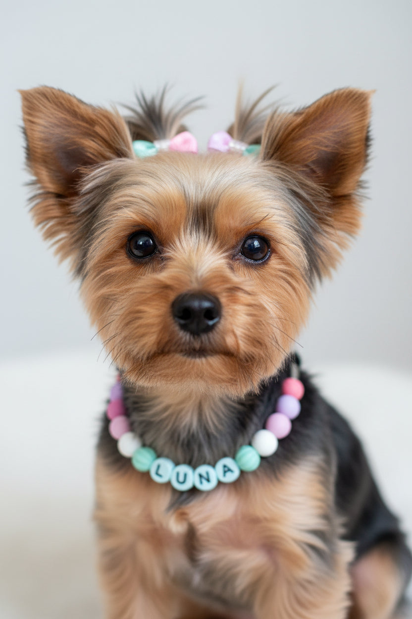 Personalized Custom Name Silicone Non-toxic Beaded Adjustable Pet Collar