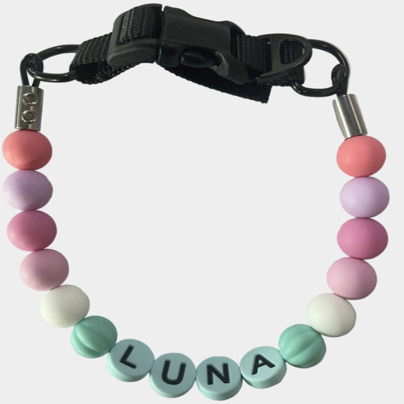 Personalized Custom Name Silicone Non-toxic Beaded Adjustable Pet Collar