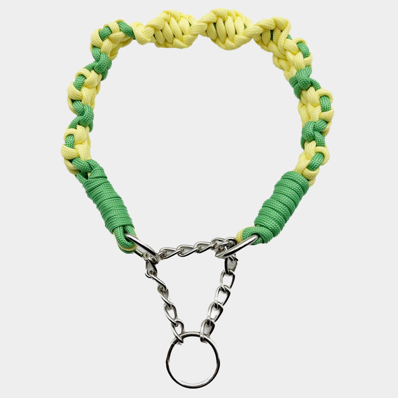 Handmade Floral Braided Paracord Dog Collar, Cute Aesthetic Woven Pet Neck Collar With Extension Chain For Small Medium Dogs