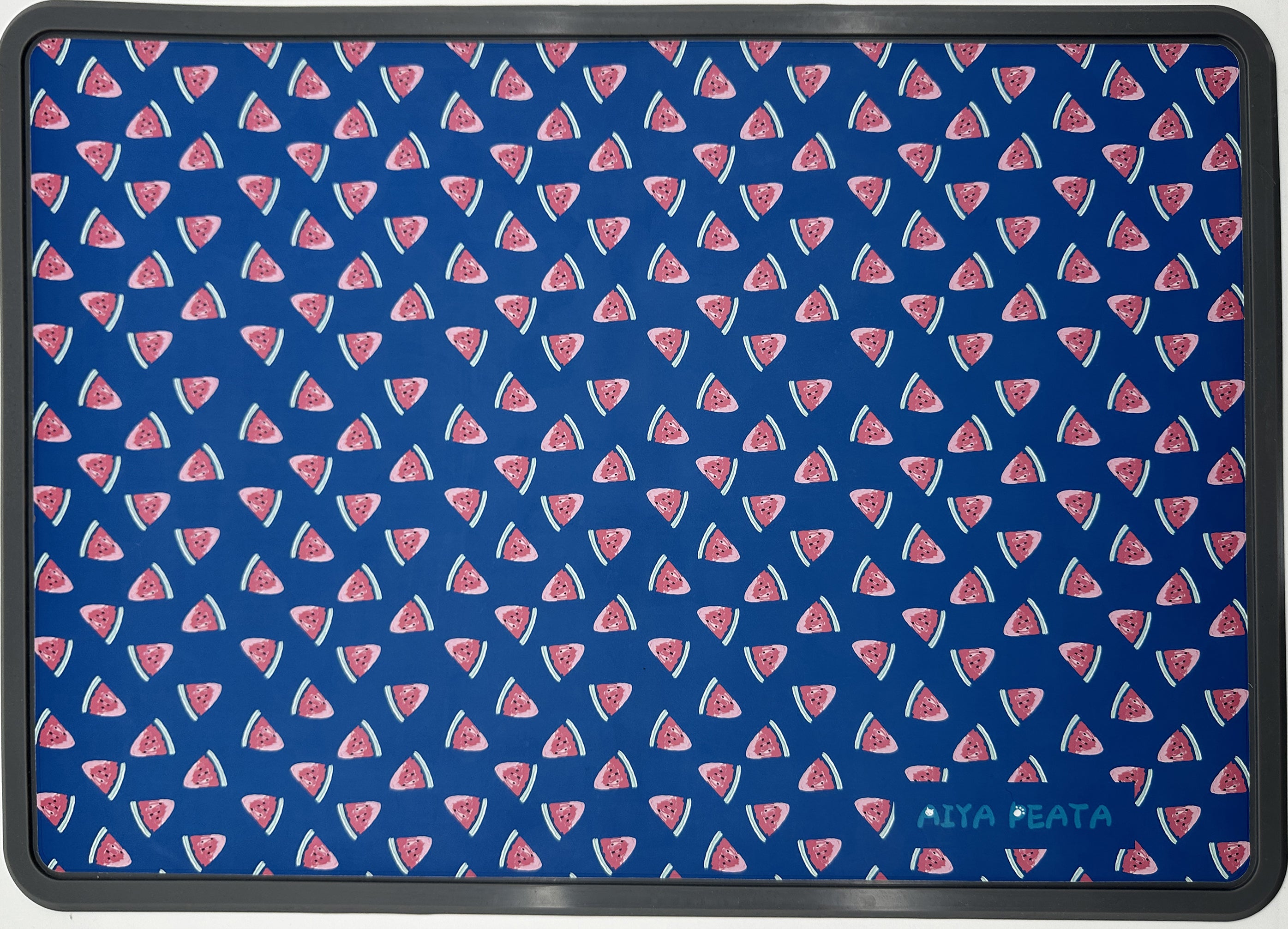 Watermelon Camo Pattern Silicone Pet Feeding Mat, Non-Slip Waterproof Puppy Food Water Placemat For Dogs And Cats